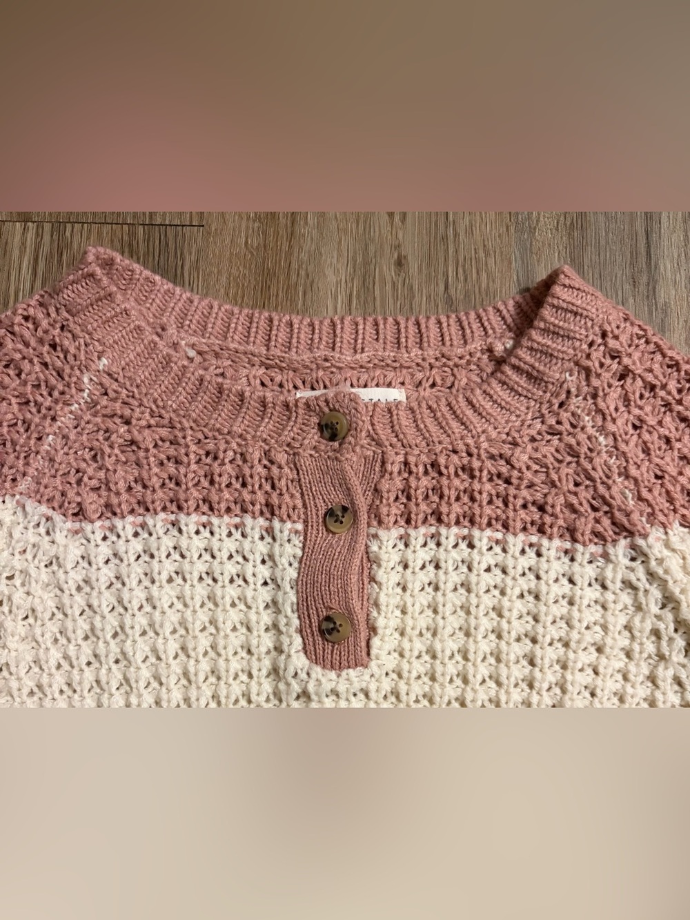 Aeropostale - Cropped Knit Sweater - Mauve, Cream & Blue - Small - XSmall - Picture 4 of 6